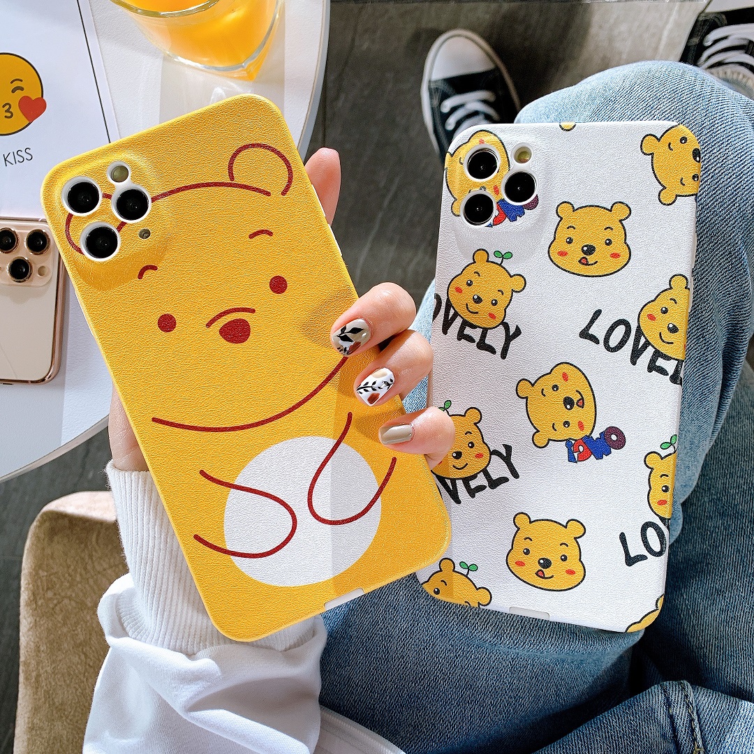 Ốp lưng da imd full viền bảo vệ camera lovely bear