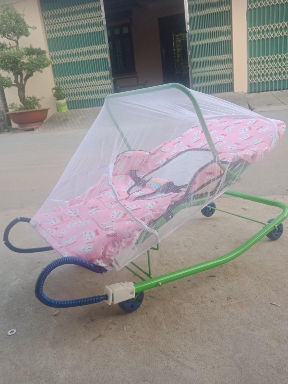 GHẾ RUNG  CÓ BÁNH XE CÓ TẶNG MÀN  MÀU HỒNG