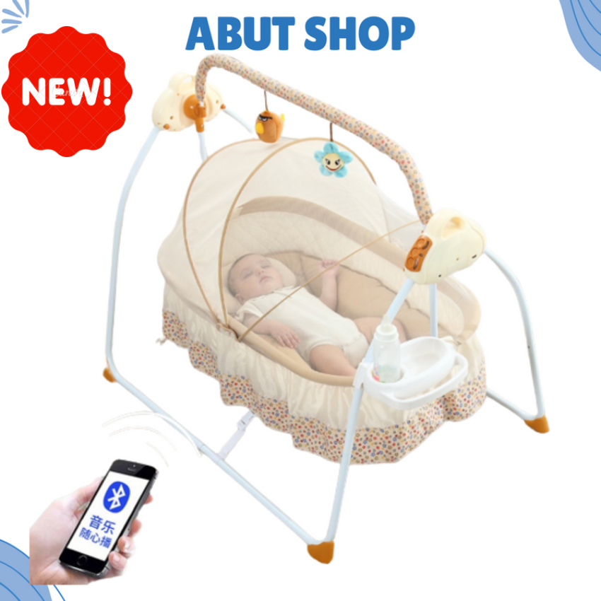 Nôi điện nhiều chức năng, êm ái, thay mẹ ru bé ngủ, Nôi điện tự động lắc lư kết nối Bluetooth, Nôi nhiều màu sắc lựa chọn - ABUT SHOP