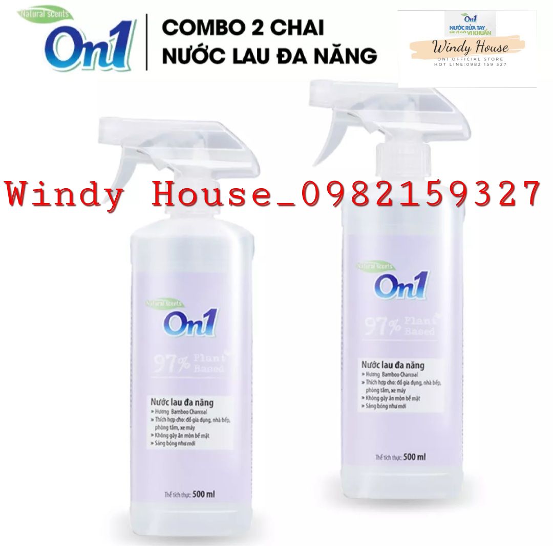 Combo 2 chai nước lau tẩy đa năng on1 hương bamboo charcoal 500ml