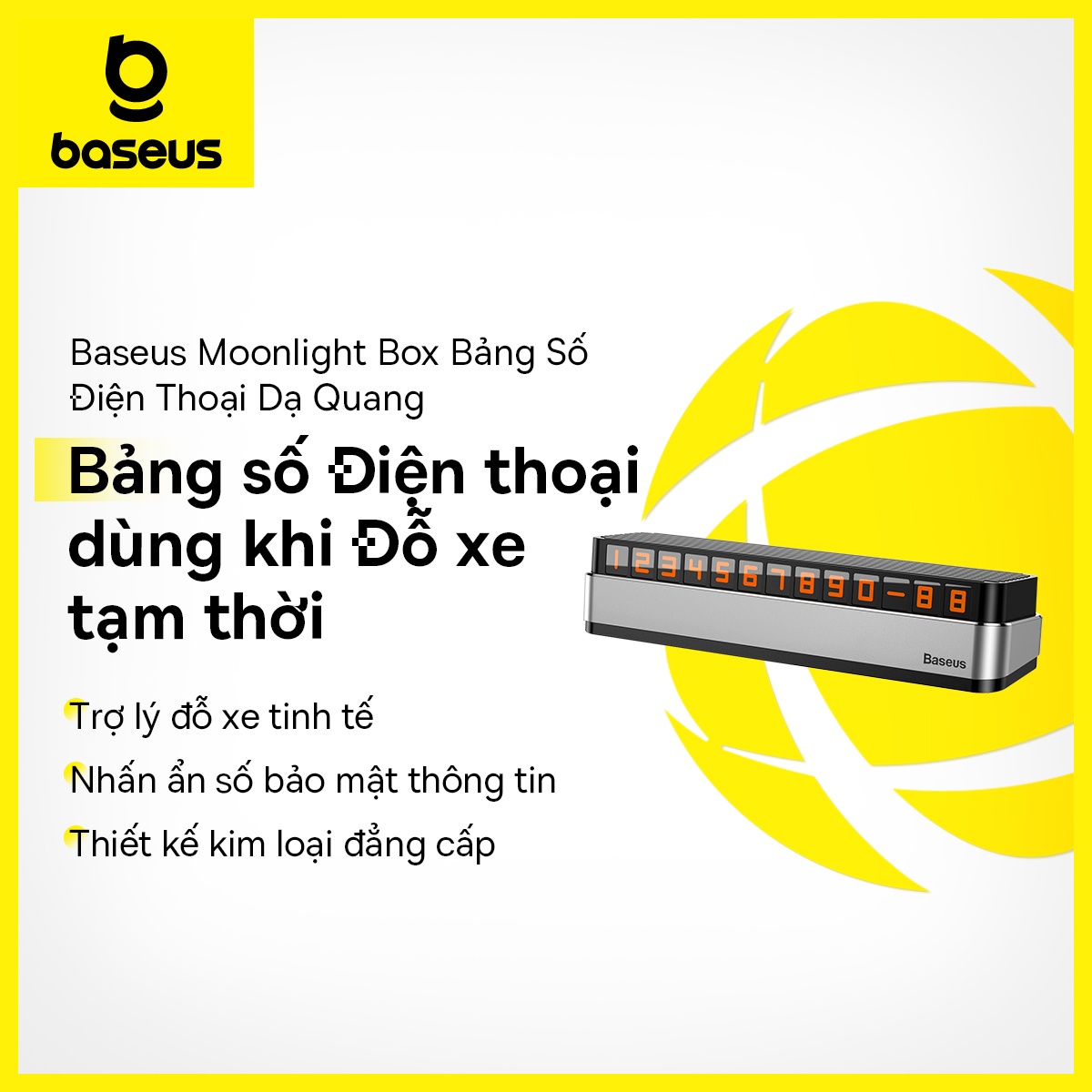 Baseus Giá Đỡ Điện Thoại Thẻ Đậu Xe Tạm Thời Bằng Hợp Kim Biển Số Điện Thoại Di Động Công Viên Ô Tô Miếng Dán Số Xe Ô Tô Phụ Kiện Xe Hơi