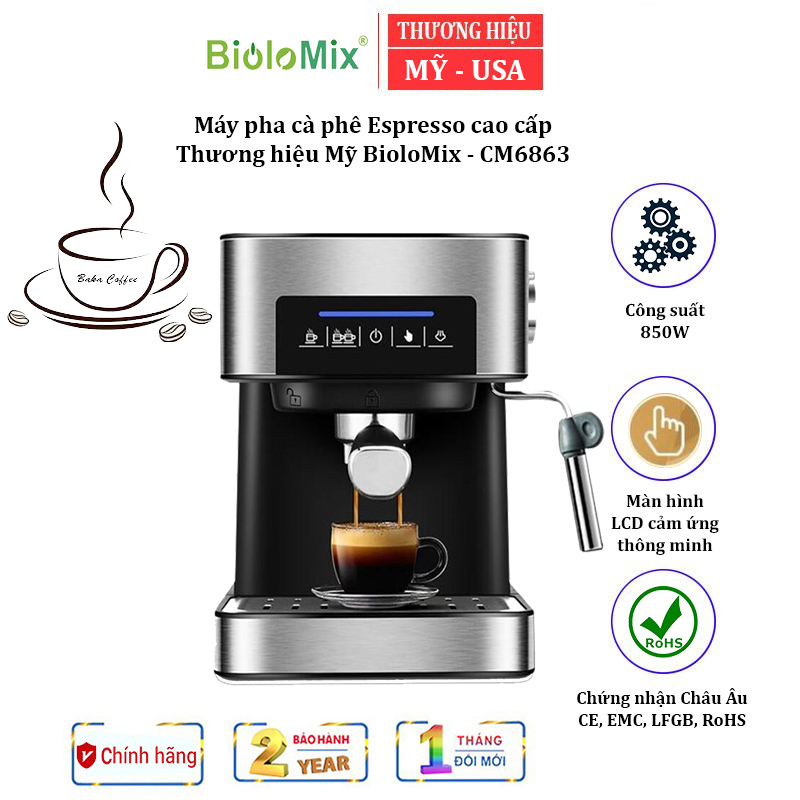Máy pha cà phê Espresso BioloMix CM6863 công suất 850w