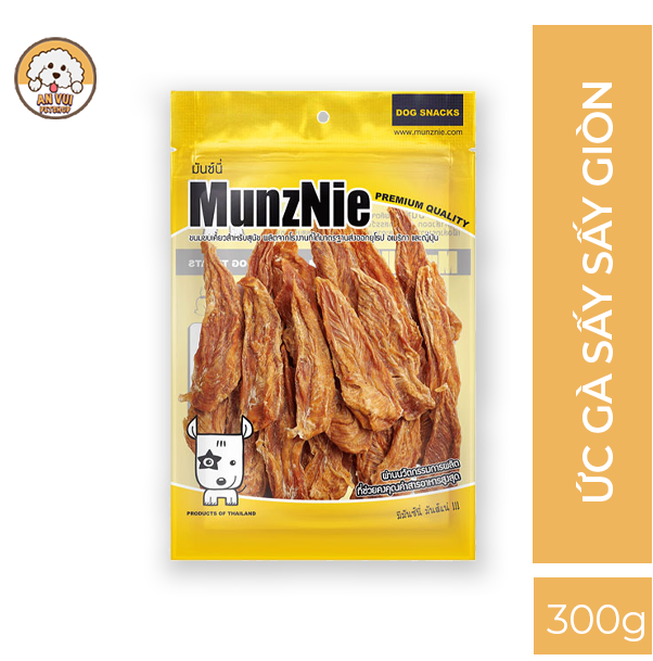 Ức gà thức ăn cho chó mèo Munznie sấy giòn thơm ngon 100% gà nguyên chất 250g