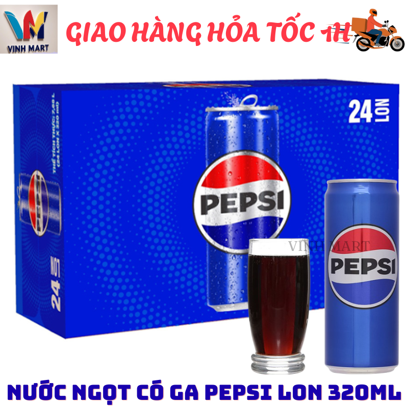 [ CHỈ GIAO CHO ĐƠN HỎA TỐC Ở HCM ] Pepsi Lon Cao Thùng 24 Lon  320 Ml Mẩu xuân 2026