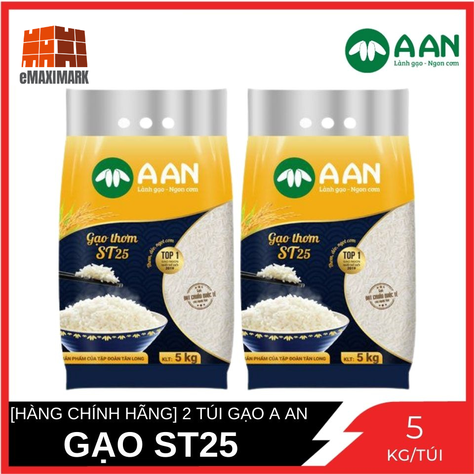 [HÀNG CHÍNH HÃNG] Combo 2 Túi Gạo Thơm ST25 Gạo A An Túi 5 Kg