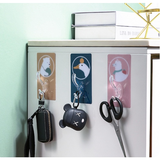 Móc treo đồ hình thú dễ thương, miếng dán tường chịu lực siêu dính treo đồ đa năng