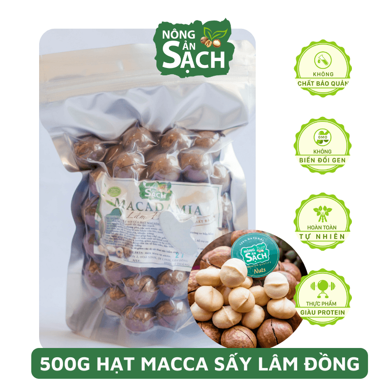 Hạt Macca Organic Sạch Di Linh Lâm Đồng Nhà Trồng Size A (Hạt Mắc Ca) 500g