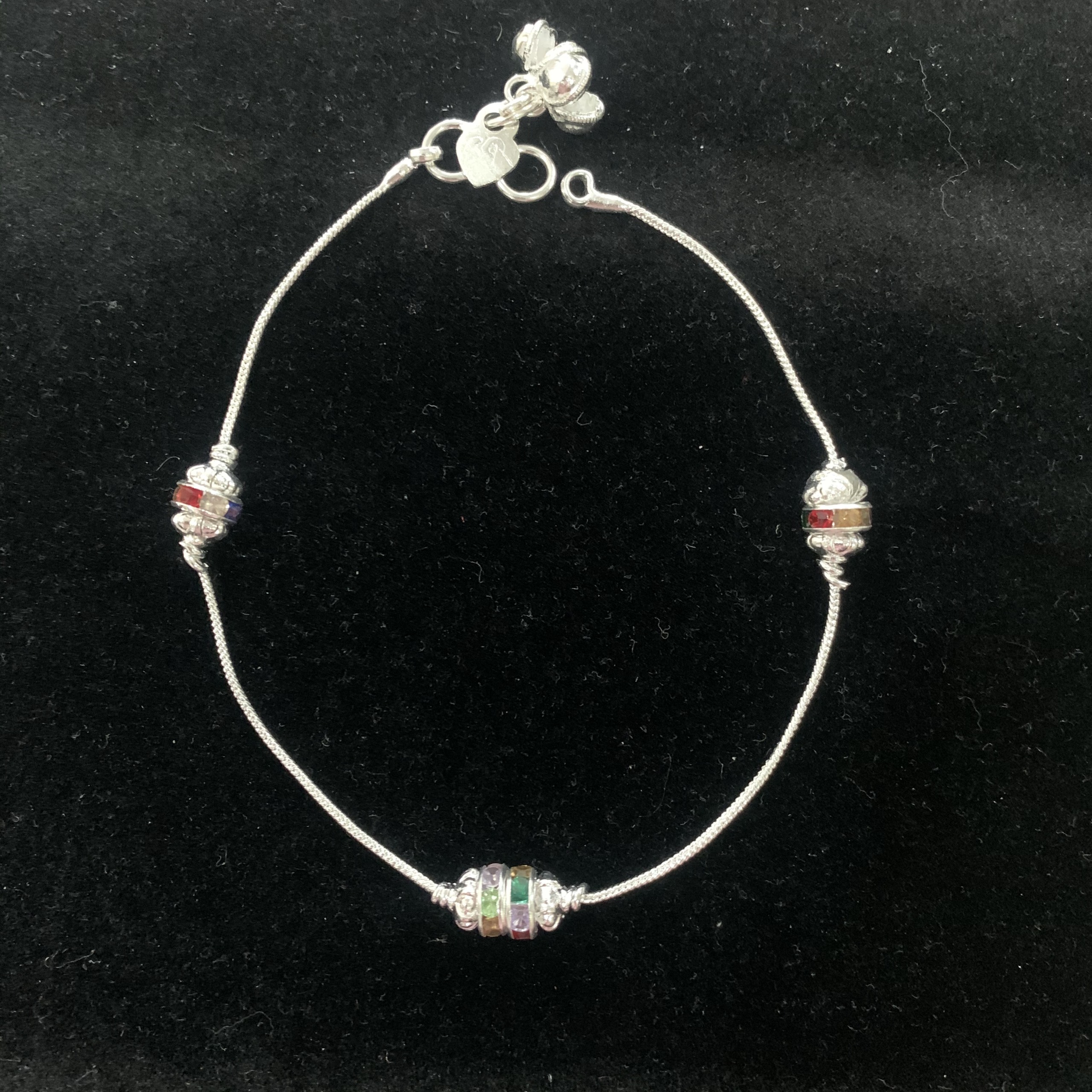 Lắc chân kim loại mạ bạc charm đủ màu siêu đẹp mã MA08