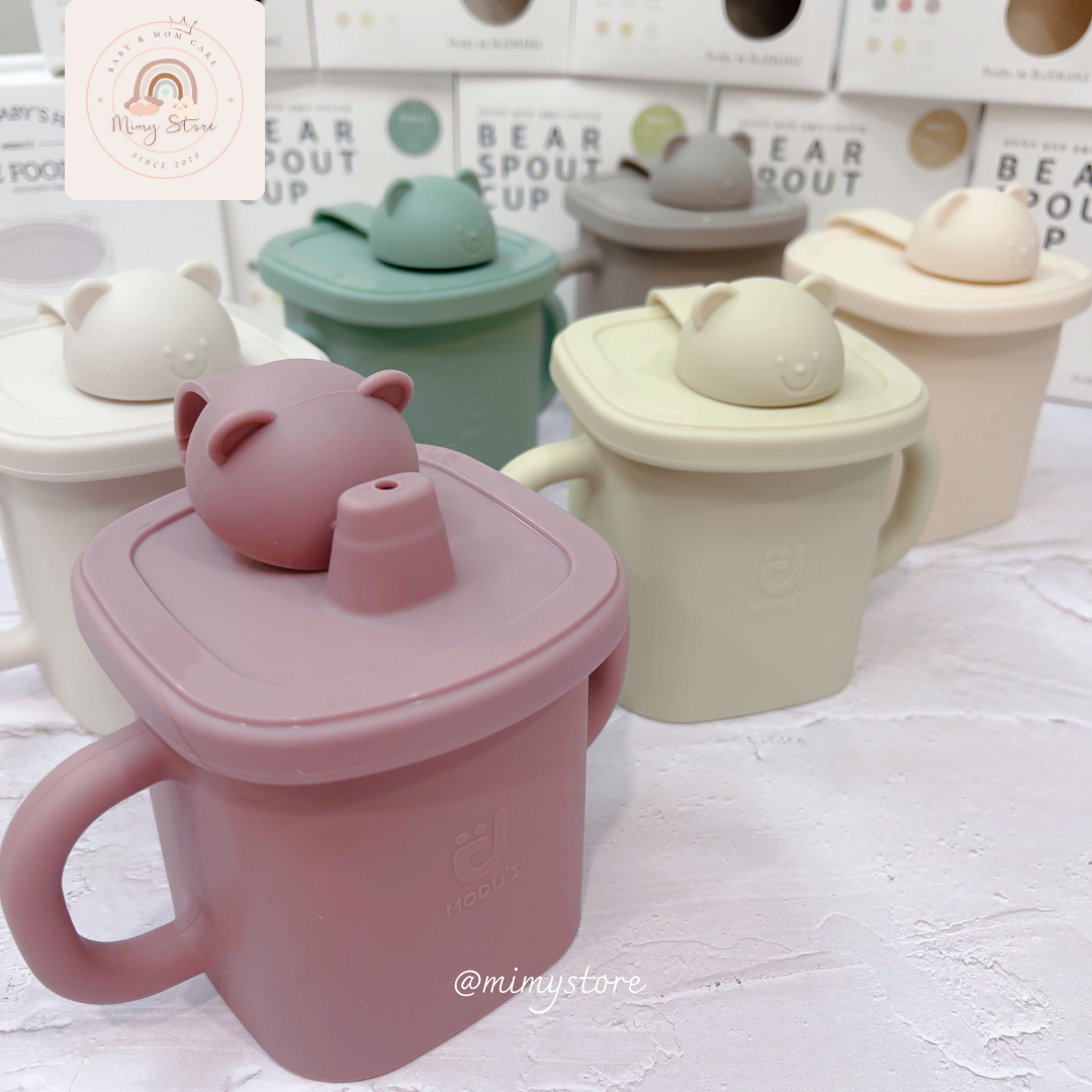 Cốc Uống Nước Silicone Nắp Gấu BLUEMAMA