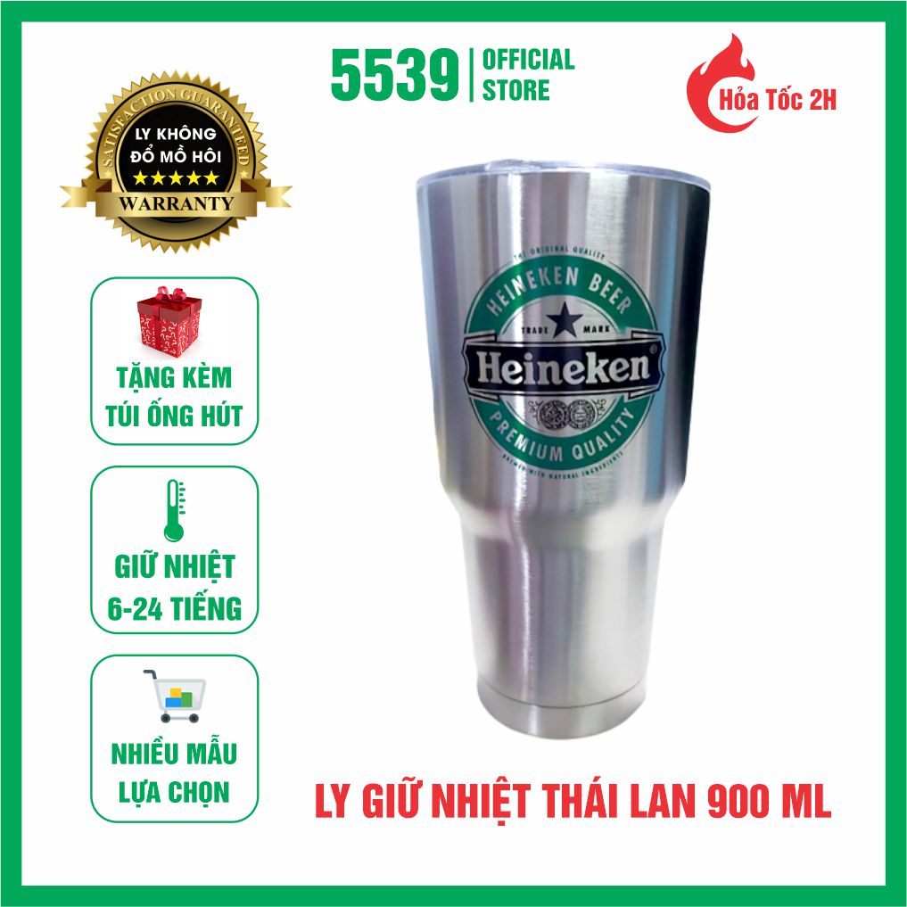 Ly giữ nhiệt thái lan inox 304 900ml, cốc giữ nhiệt starbucks có ống hút  và cọ vệ sinh tặng kèm túi không đổ mồ hôi - Shop 5539