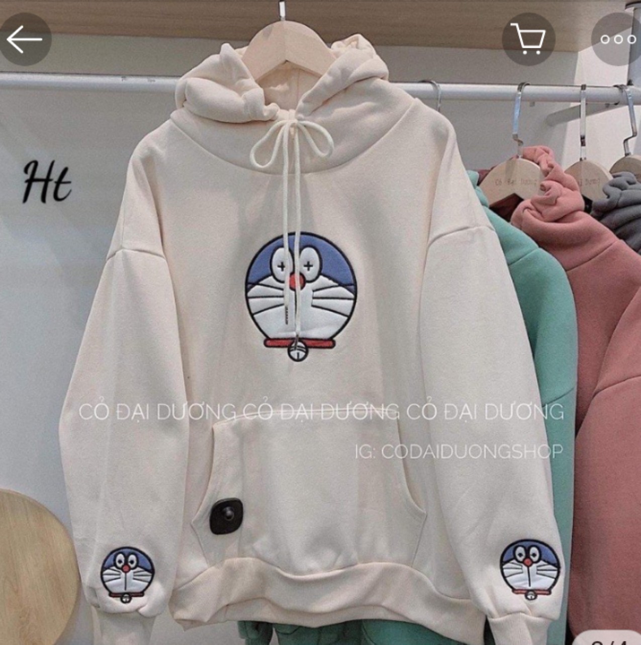 áo hoodie mèo in tay ngực HT11