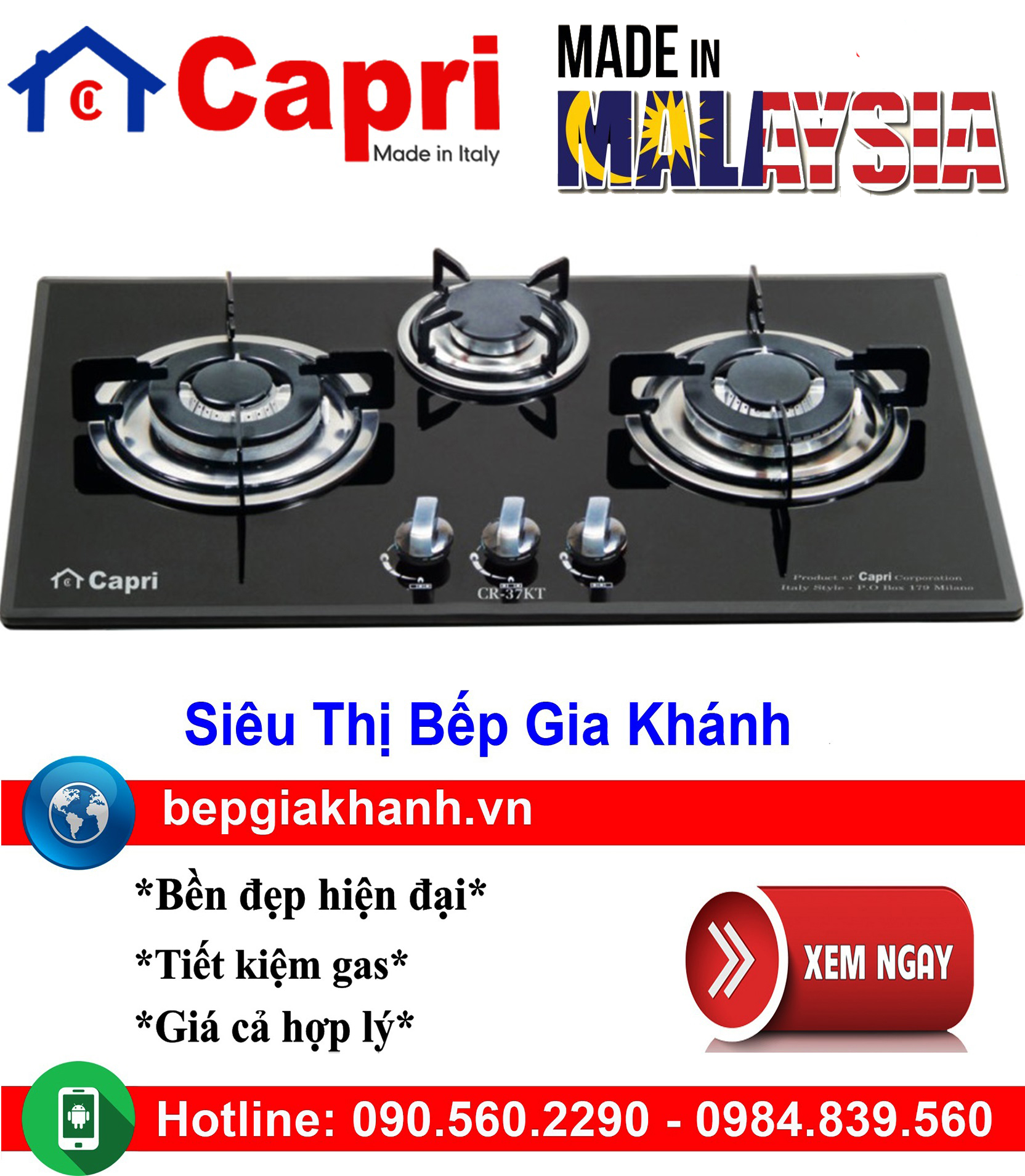 [HCM]Bếp gas âm Capri CR 308KT nhập khẩu Malaysia, bếp gas, bếp gas đôi, bếp gas đơn, bếp gas âm, bếp ga, bếp ga đôi, bếp ga đơn, bếp ga âm, bep ga, bep gas