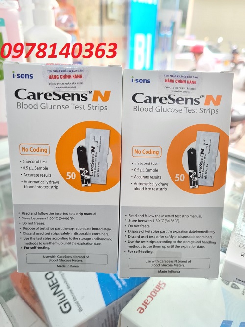 Hộp 50 que thử tiểu đường carsen N dạng vỉ rời