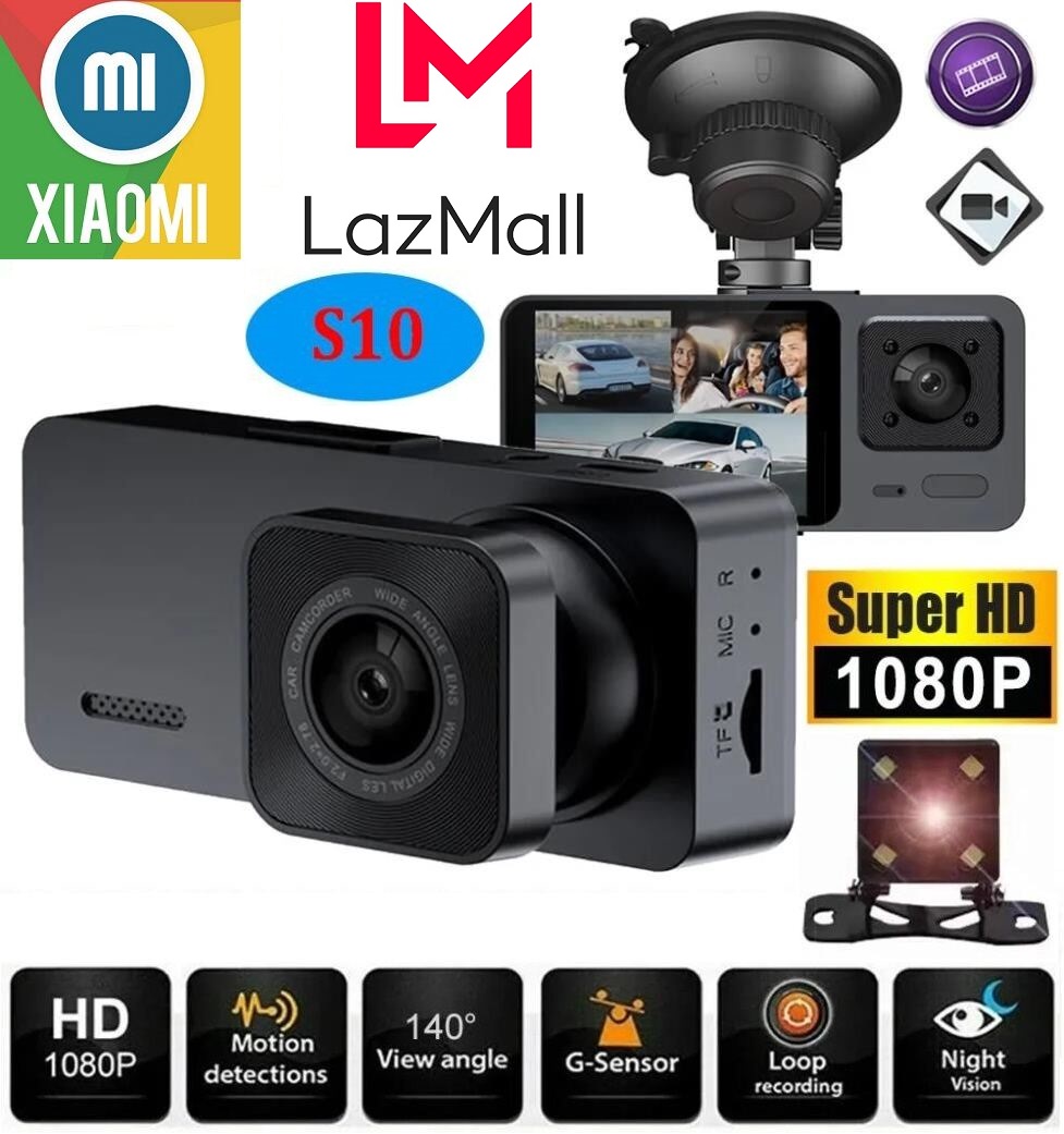 Xiaomi LazMall Camera Hành Trình Ô Tô Camera Hành Trình Màn Hình 3 Mắt HD 1080P S10 (Không Wifi) / S10 PLUS 3 ( Có Wifi) Với Tầm Nhìn Ban Đêm Và Phía Trước, Màn Hình 2 Inch Hiển Thị Cảnh Thời Gian Thực Cho Bạn Giúp Lái Xe An Toàn Hơn.