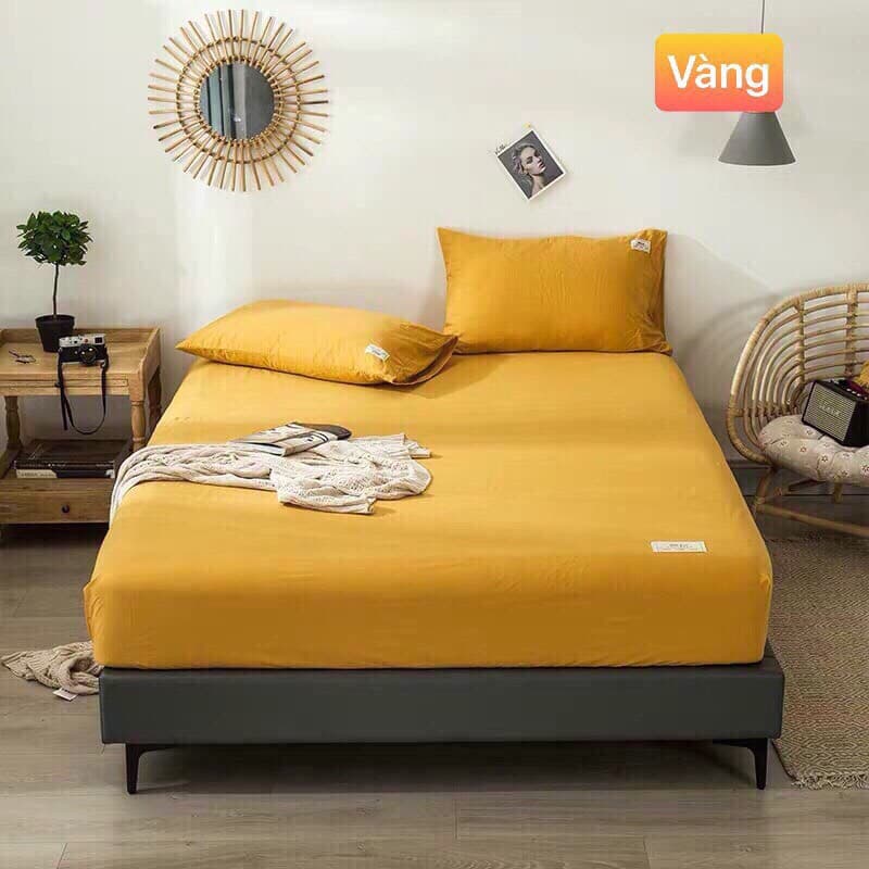 Bộ ga gối cotton một màu đơn giản