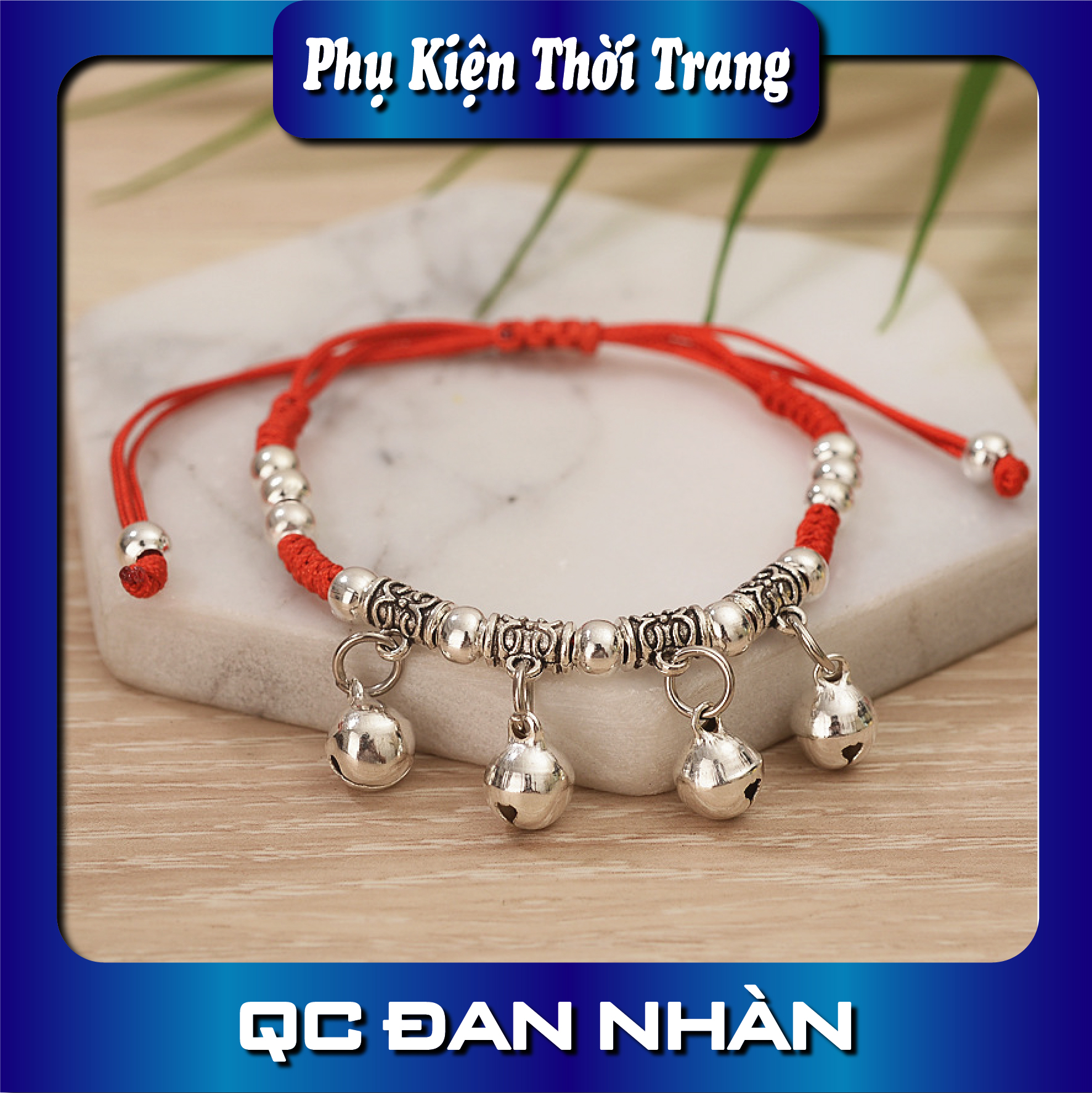 Lắc tay dây vải 4 quả chuông