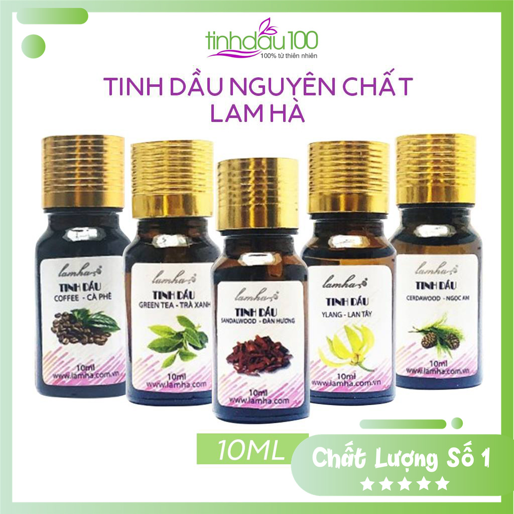 Tinh dầu thiên nhiên thơm phòng 10ml cà phê, trà xanh, hoa bưởi, đàn hương. Tinh dầu chính hãng Lam Hà, có phiếu phân tích, công bố | Tinh Dầu 100 Store