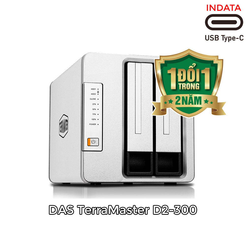 Bộ lưu trữ das terramaster d2 clone usb 3.1 type-c, 550mb/s, 2 khay ổ cứng