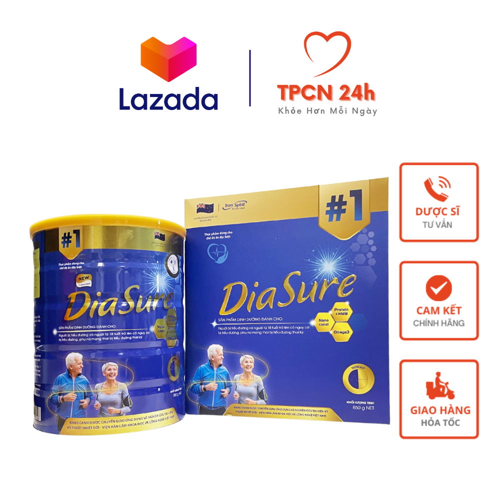 Sữa DiaSure hộp giấy hoặc lon 850g - Dinh dưỡng dành cho người tiểu đường