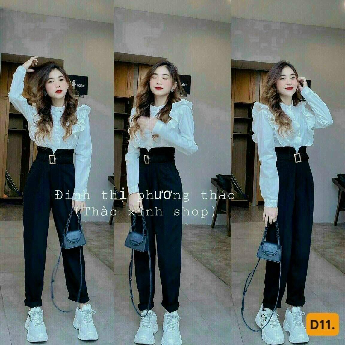 Set bộ áo kiểu sơ mi & Quần dài cá tính phong cách
