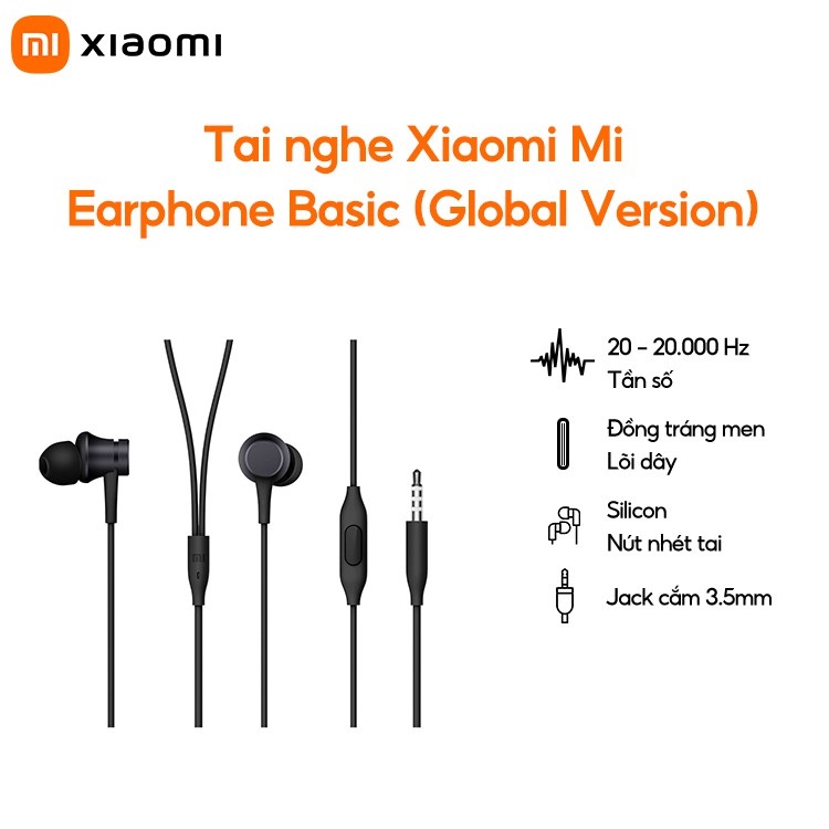 Tai nghe xiaomi mi earphone basic | hàng chính hãng | bảo hành 6 tháng | phiên bản 2022