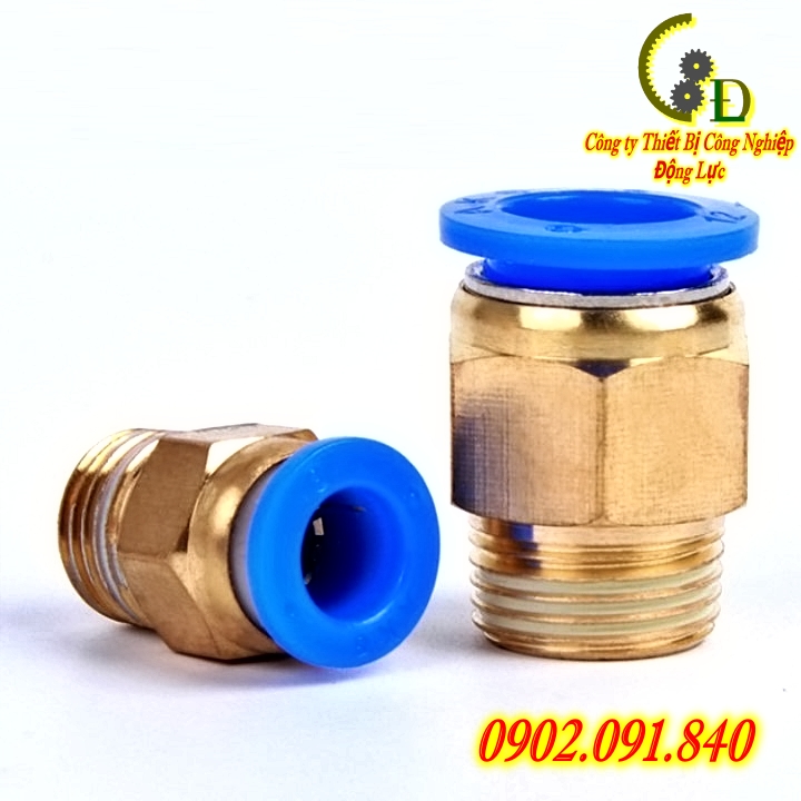 khớp nối nhanh ống hơi, cút nối đầu nối nhanh máy nén khí ren ngoài PC08-02
