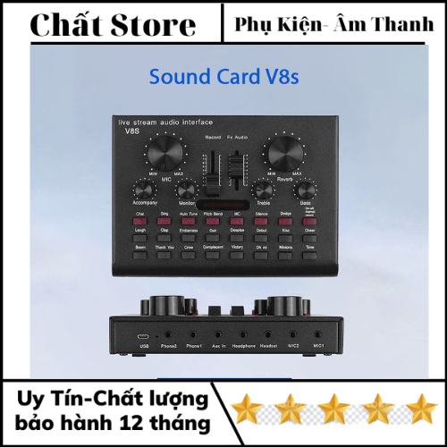 Sound Card V8s Hỗ Trợ Autotune, Hát Thu Âm, Livestream, Dễ Dàng Sử Dụng, Độ Bền Cao. Bảo Hành 12 Tháng