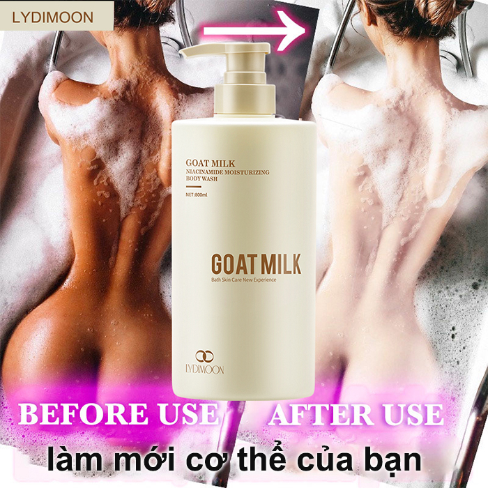 Sữa tắm sữa dê Sữa tắm trắng da Làm mới và dưỡng ẩm Dưỡng ẩm và làm sáng Càng tắm càng trắng Chống lão hóa Dưỡng da 800ML tẩy da chết kem dưỡng trắng da