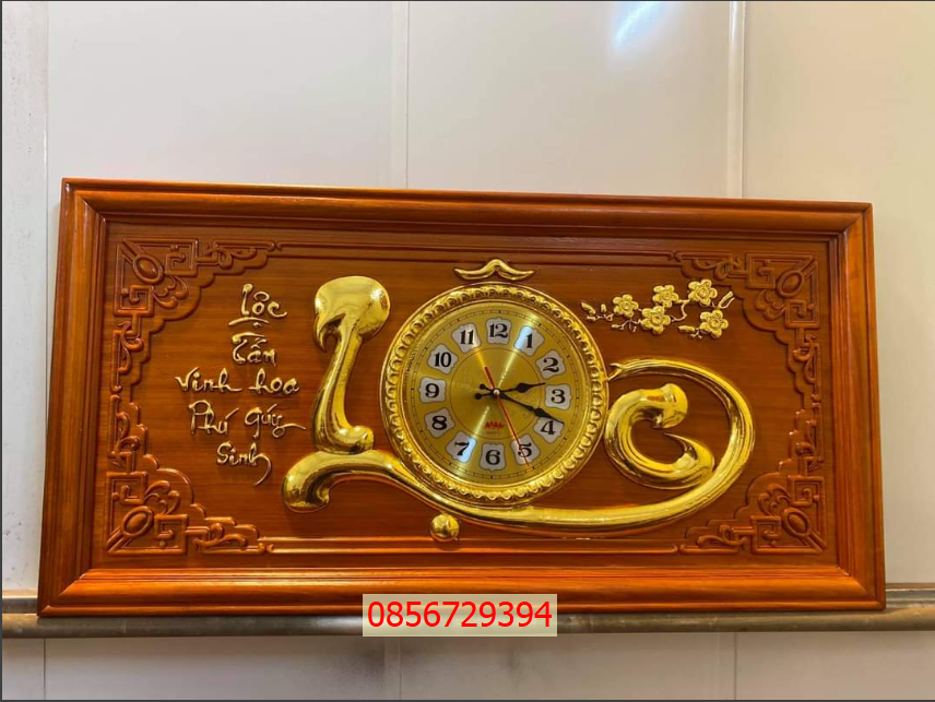 Tranh đồng hồ chữ LỘC gỗ hương