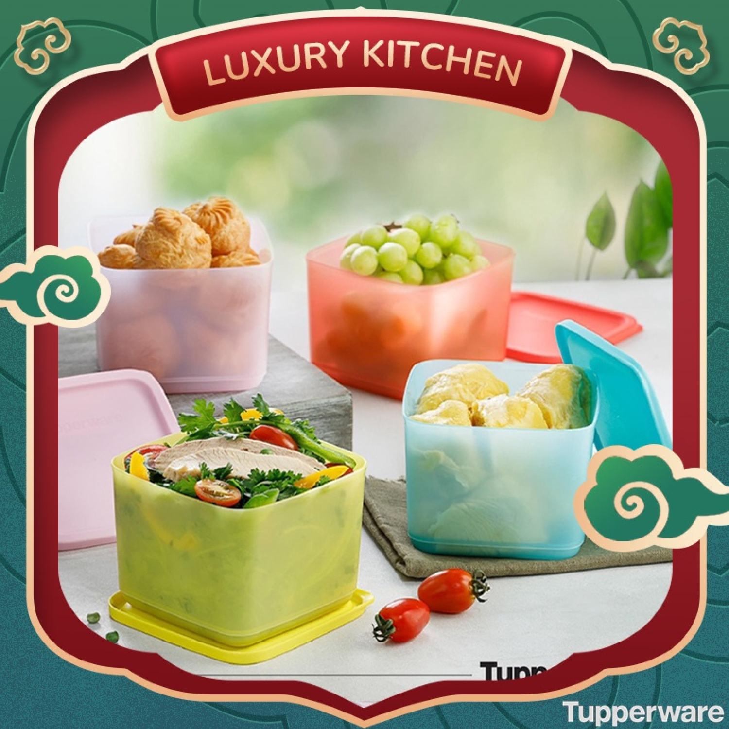Bộ hộp bảo quản thực phẩm Medium Square Round 4 Hộp - Chính hãng Tupperware