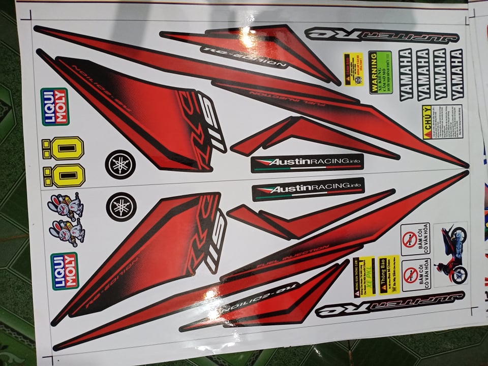 Tem rời dán xe jupiter f115 219 đỏ đen