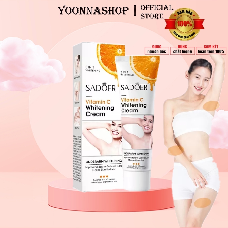 Kem Trắng Da Giảm Thâm Nách Mông Đầu Gối Khuỷu Tay SADOER 60g An Toàn Hiệu Quả A231