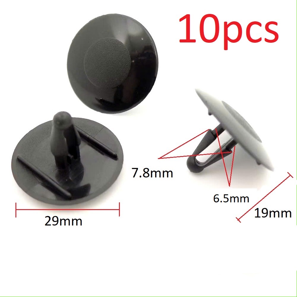 Set 10 đinh tán nhựa 6.5mm (ĐEN) cách nhiệt cho xe hơi Toyota - Chốt vít nở, nút gài thay thế cho ô tô