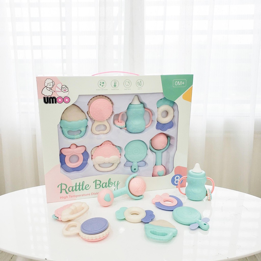 Bộ đồ chơi ngậm nướu, gặm nứu UMOO 8 món cho bé hàng chính hãng