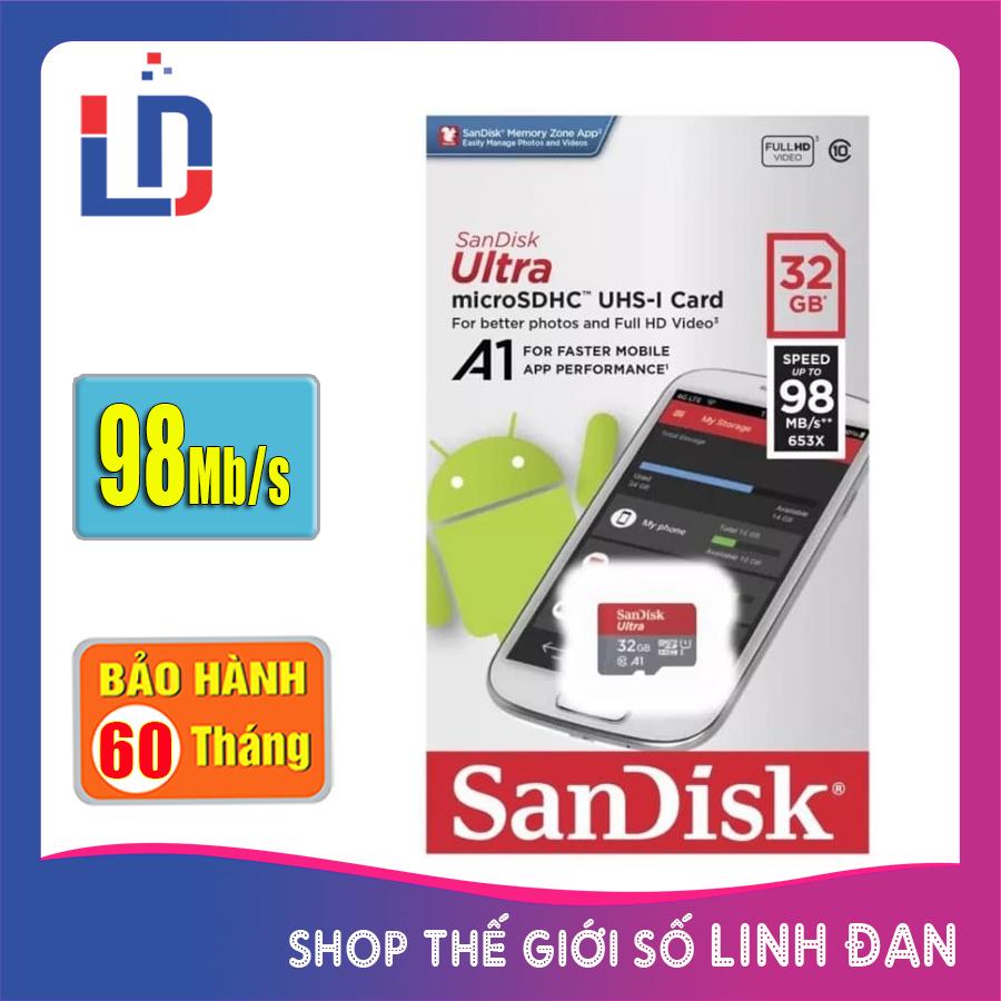 Thẻ nhớ micro sd sandisk ultra a1 32gb class 10 u1 98mb/s sdhc - a1 32