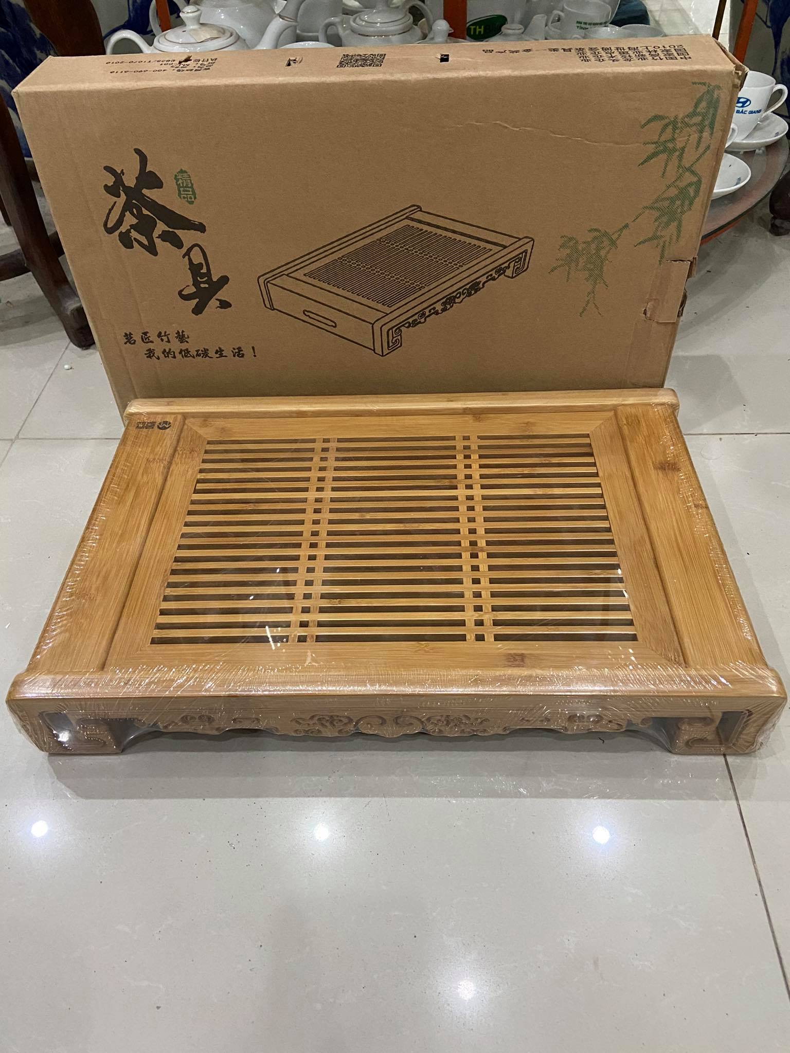 Khay gỗ tre đựng ấm chén cao cấp