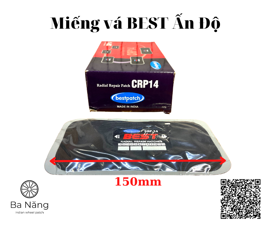 Miếng vá vỏ, vá lốp xe tải, ôtô, máy cày có bố kẽm BEST (CRP 14) 150 x 80mm dùng để vá HÔNG