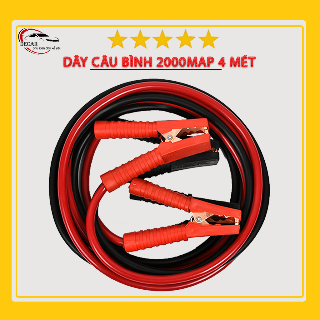 02 Dây câu bình Acquy ô tô cao cấp chịu tải lớn, dây sạc bình, khởi động acquy xe hơi an toàn tiện lợi dây câu bình ắc quy ô tô lõi đồng, kích bình acquy cứu hộ chịu tải lớn xe tải, xe hơi, xe máy, xe đạp điện