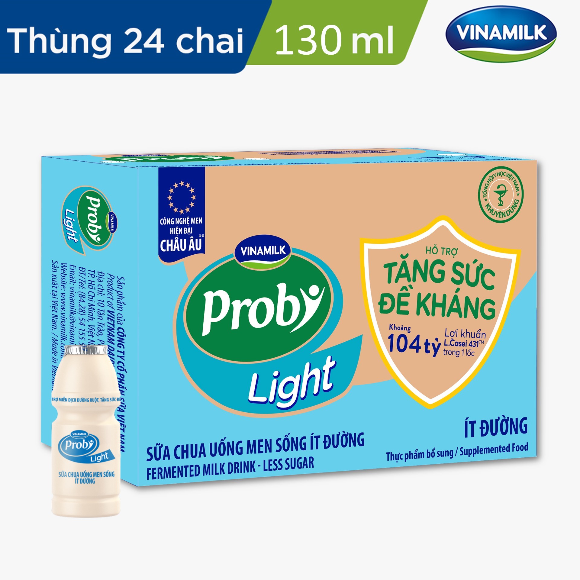 Thùng Sữa chua uống Probi Ít Đường chai 130ml -24 chai/Thùng Yogurt