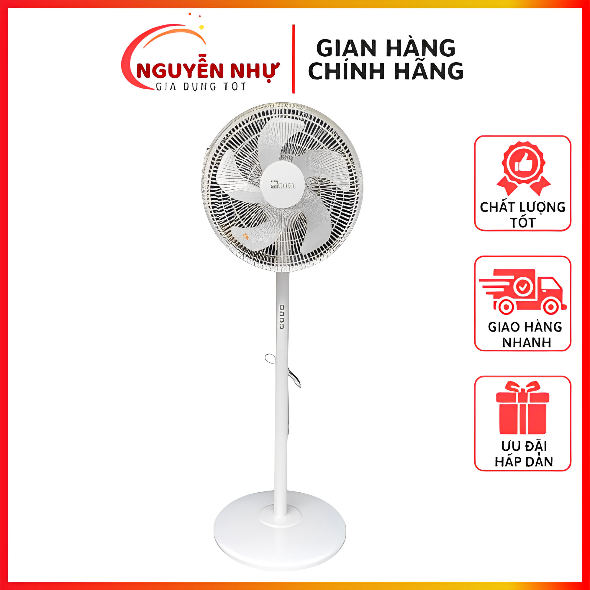 Quạt cây đứng camel fs-350 bản 5 cánh trắng - bảo hành 6 tháng