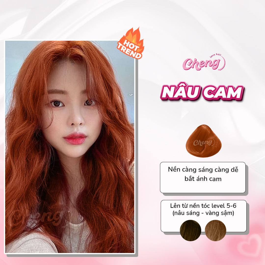 HOÀN TIỀN 15% - Thuốc Nhuộm Tóc Màu NÂU CAM Không Tẩy | Chenglovehair Chenglovehairs