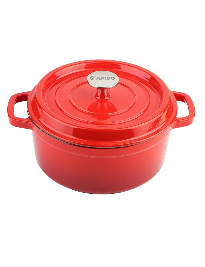 Nồi gang đúc nguyên khối tráng men RAPIDO 24cm xuất châu Âu Hàng chính hãng