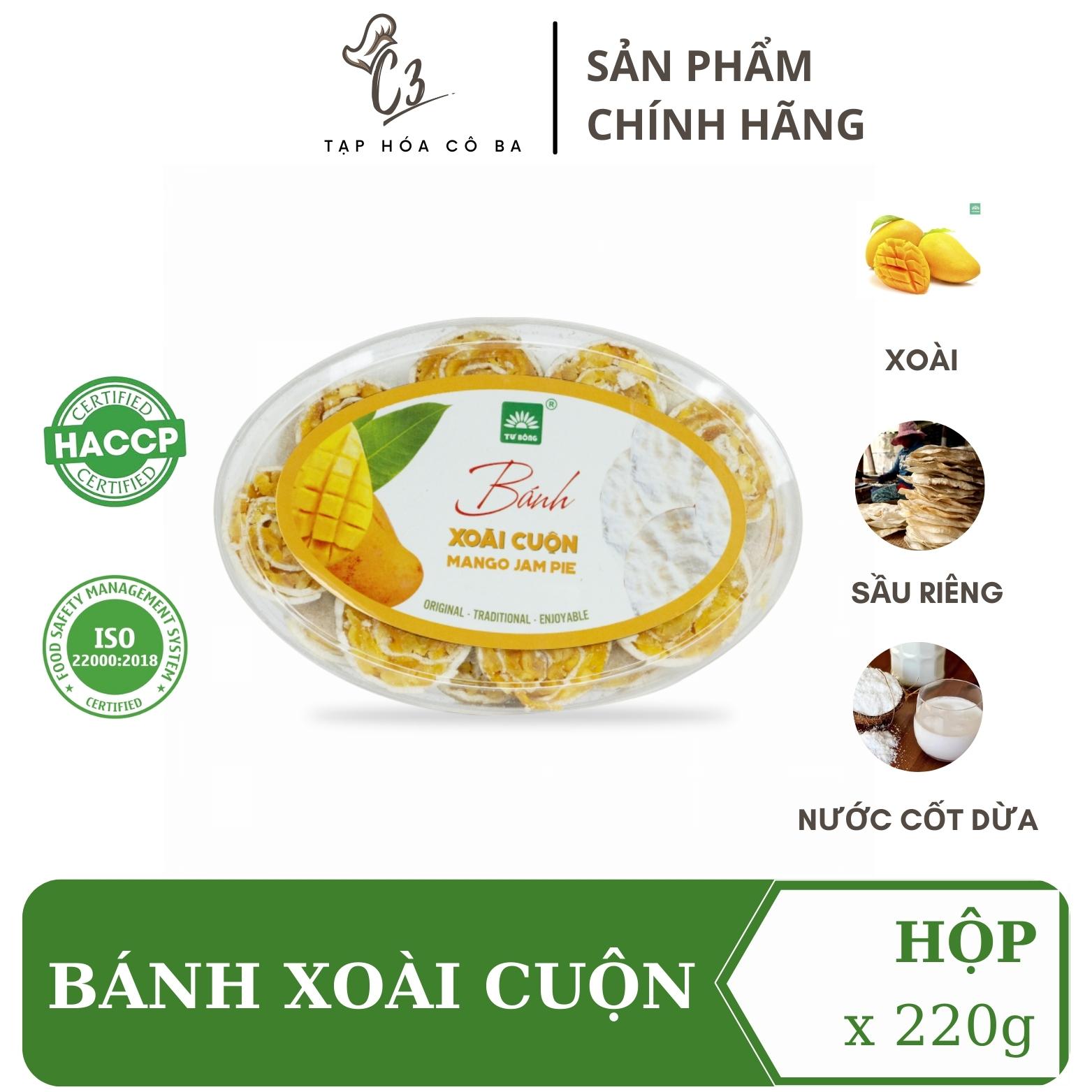 Bánh xoài cuộn Tư Bông 80gr/220gr mềm dẻo vị chua ngọt tự nhiên, Đặc sản Lai Vung Đồng Tháp