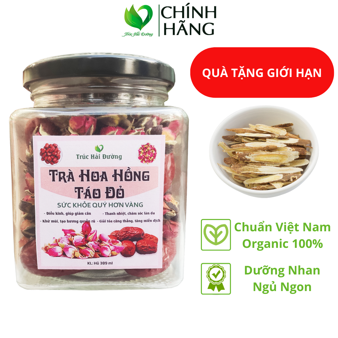 [TẶNG CAM THẢO] Trà Hoa Thảo Mộc Nụ Hoa Hồng GIang Tây Và Táo Đỏ Chăm Sóc Da, Khử Mùi, Ngăn Tiết Mồ Hôi, Detox,Thải Độc