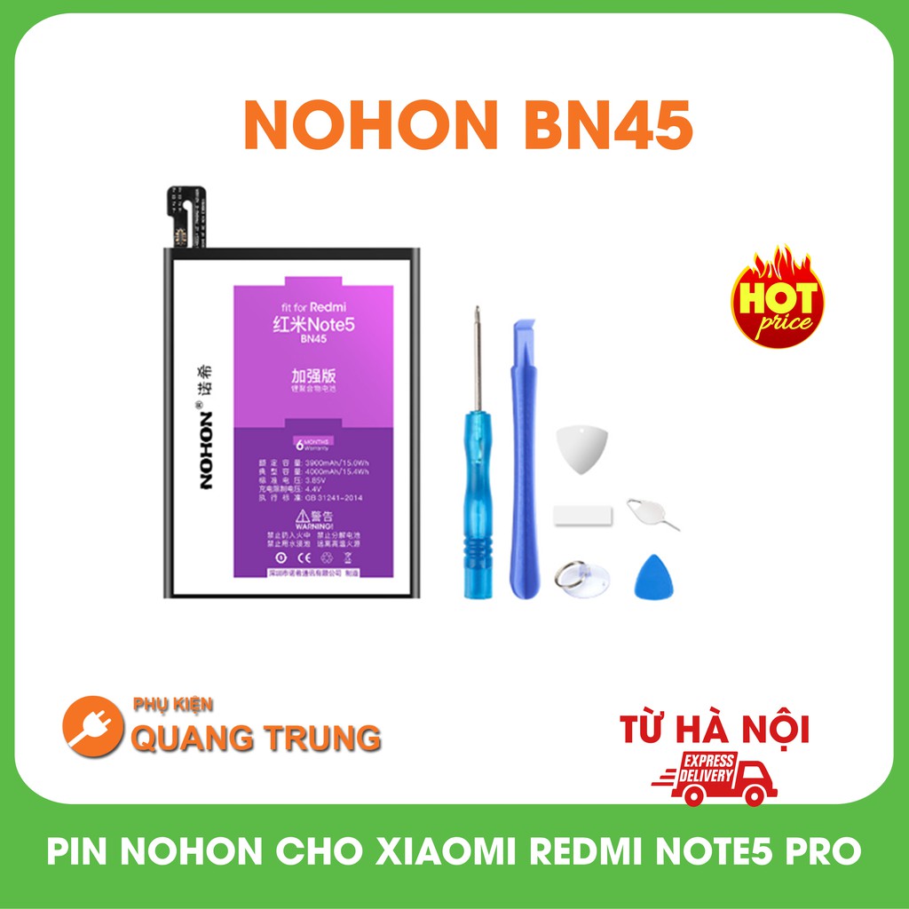 Pin Nohon bn45 dành cho Xiaomi Redminote 5 pro chất lượng tuyệt vời, cam kết hàng đúng mô tả, chất lượng đảm bảo, an toàn cho người sử dụng