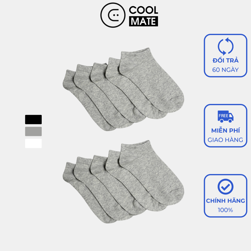 Pack 10 Đôi tất vớ Coolmate Basics thấm hút mồ hôi - Thương hiệu Coolmate