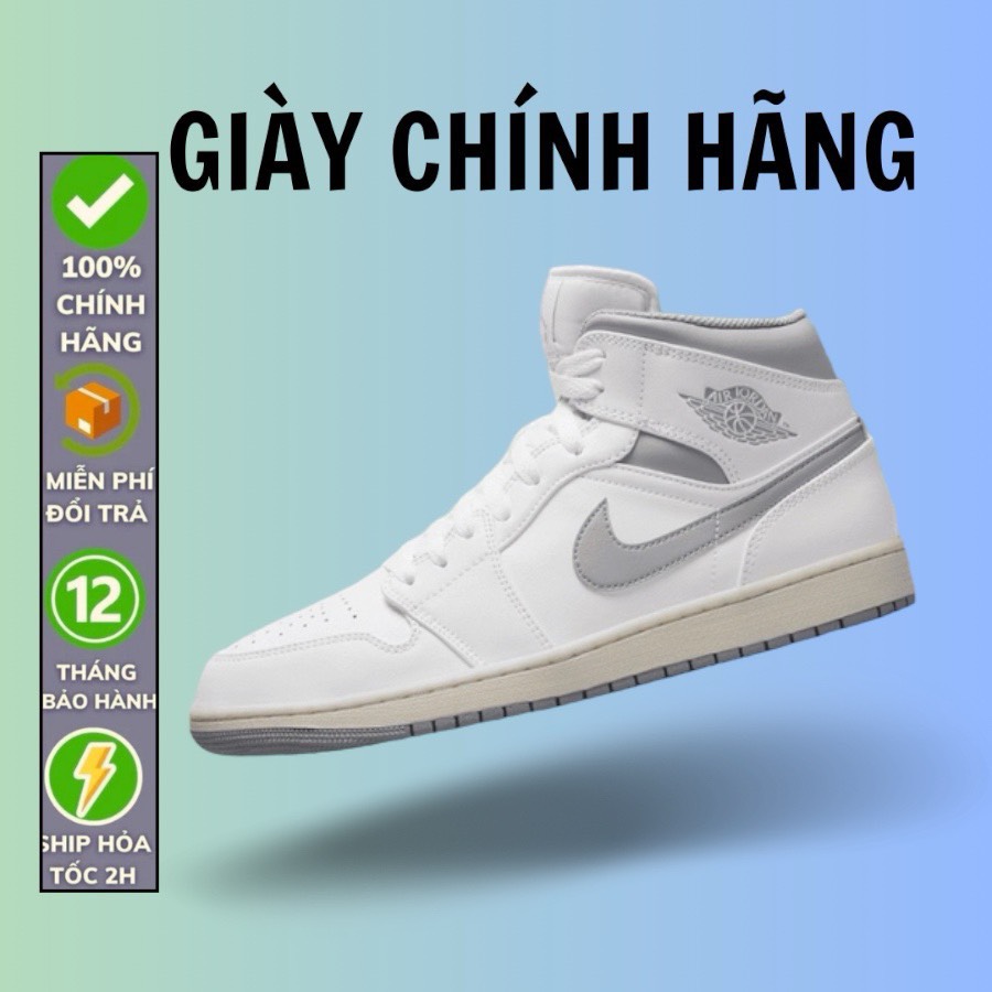(Chính Hãng) Giày Air Jordan 1 Mid Neutral Gray 554724-135