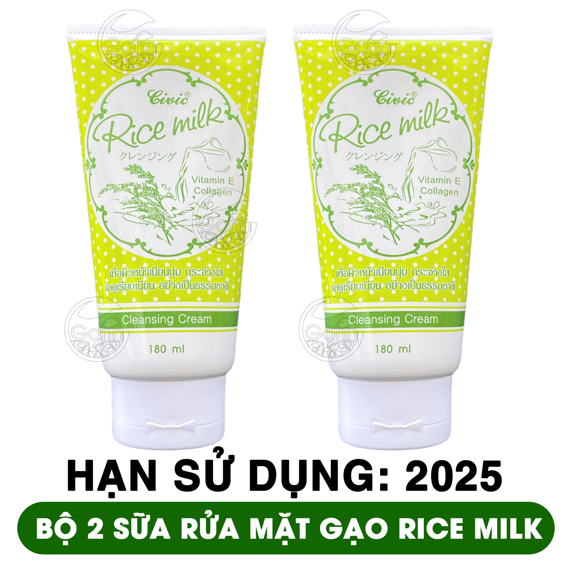 Bộ 2 tuýp sữa rửa mặt gạo civic rice milk Thái Lan 180ml x2 sạch nhờn ngừa mụn an toàn cho da BA TU SHOP