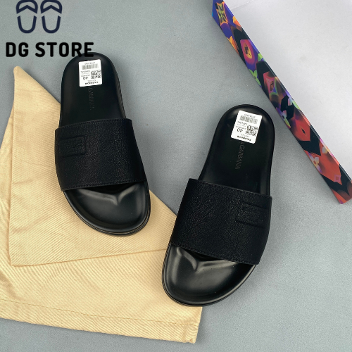 Dép Nam Quai Ngang Docle& Gabbana da bò nhập khẩu- màu đen, Dép thời trang nam cao cấp, đế siêu bền
