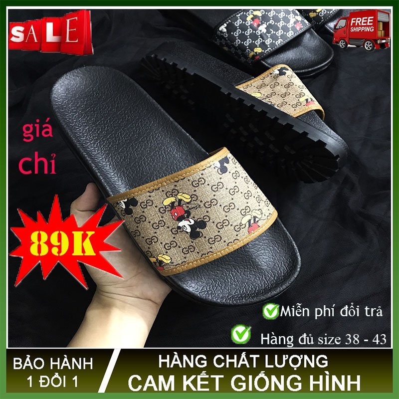 [ CHUYÊN SỈ ] Dép thời trang nam quai ngang in hình chuột micky Đế cao 4cm - Dép in hình chuột mickey siêu chất |  TRÂM GIÀY